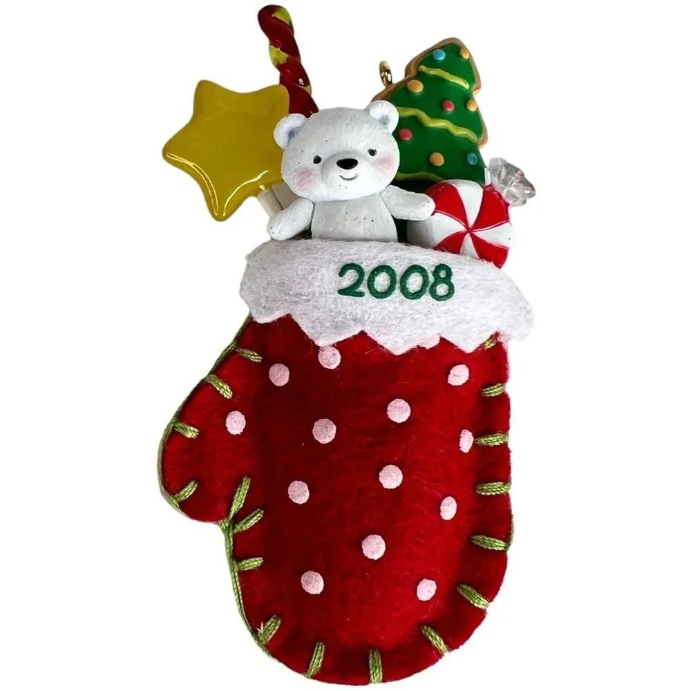 Hallmark Keepsake Christmas Ornament 2008 A Christmas Surprise Mitten Stocking
